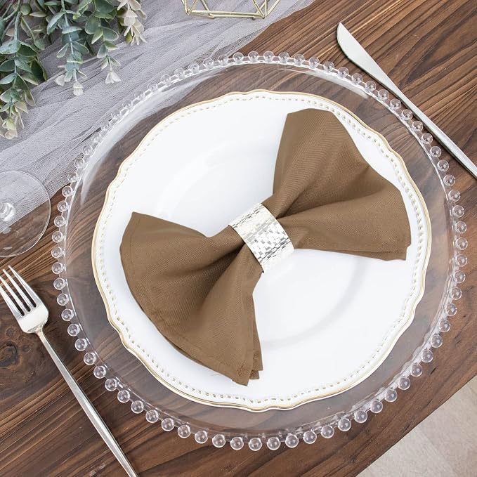 Tableclothsfactory Premium Pack of 5 Taupe Premium 17" x 17" Washable Polyester Napkins Great for Wedding Party Restaurant Dinner Parties - Image 2