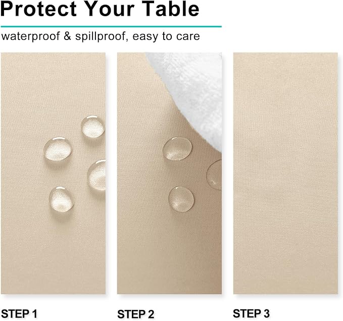 Hiasan Rectangle Tablecloth, 90 x 132 Inch, Beige, 1 Pack | Waterproof, Wrinkle Resistant, Washable Fabric Table Cloth for Wedding/Banquet/Gathering/Dining Room - Image 3