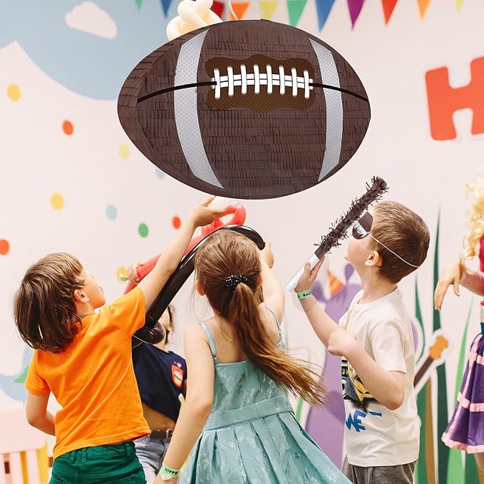 Hooqict Football Pinata with Bat Stick & Hanging Loop for Boys Football Birthday Party Decorations Game Day Tailgate Party Supplies Kids Sports Ball Pinata