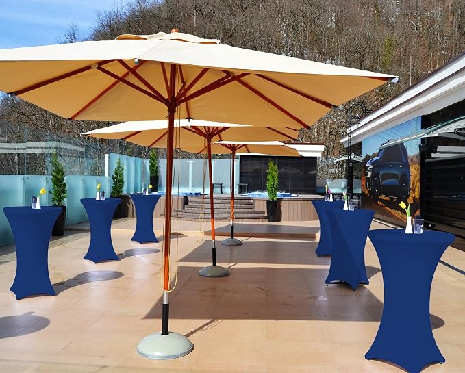 6 Pack 32x43 Inch Spandex Cocktail Table Covers, Navy Blue, High Top Table Cloths, Fitted Highboy Stretch Cocktail Tablecloth for Round Tables - Image 7