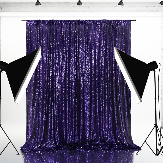 Eternal Beauty Purple 3mm Sequin Backdrop 10x10 Ft for Wedding - Image 3