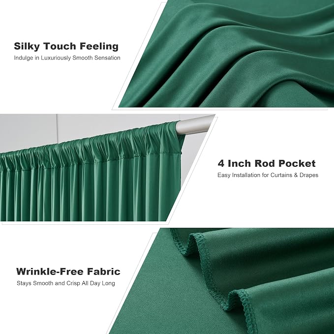 40x10ft Hunter Green Backdrop Curtains for Parties, 8 Panels 5x10ft Wrinkle-Free Polyester Background Curtains for Wedding, Birthday, Baby Shower,Graduation, Decorations - Image 3