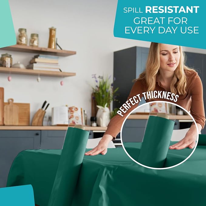 Exquisite Party Solids Dark Green Plastic Table Cover Roll 4 Pack 40" X 300' Table Cloth Plastic Cover Roll - Premium Quality Thick 0.5 MIL Banquet Rolls - Disposable Tablecloth Rolls - Image 5