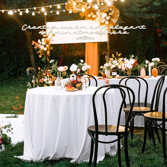 12 Packs 108 Inch White Round Polyester Tablecloths | Table Cover for Round Tables, Stain and Wrinkle Resistant Washable Table Cloth, Perfect for Wedding Banquet Parties - Image 6