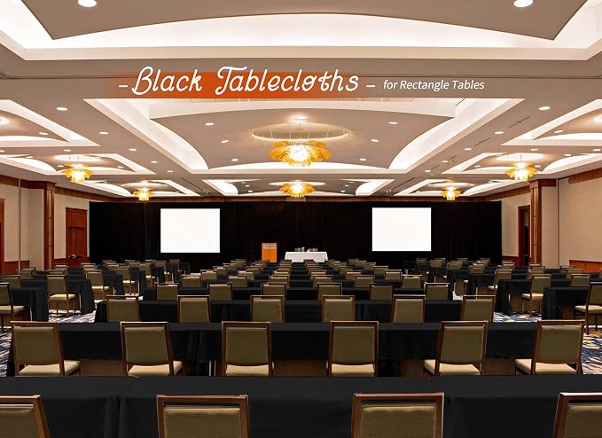 10 Pack Black Table Clothes for 8 Foot Rectangle Tables 60 x 126 Inch Black Tablecloth 8ft Tablecloths Linen Polyester Fabric Washable Table Cloth Rectangle Cover for Parties Wedding Banquet - Image 6