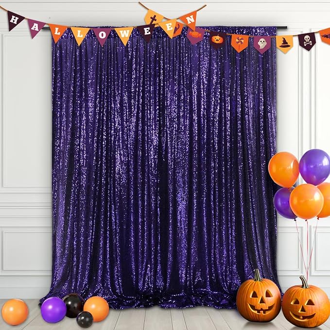 Eternal Beauty Purple 3mm Sequin Backdrop 10x10 Ft for Wedding by EternalBeauty