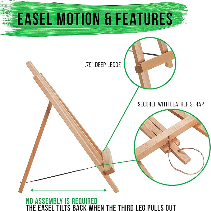 U.S. Art Supply 14" Medium Tabletop Display Easel - Beechwood, Pack of 12 | Artist Wooden A-Frame Display Stand, Easel for Painting, Canvas Stand, Classrooms Events Photo Picture Sign Holder - Image 3