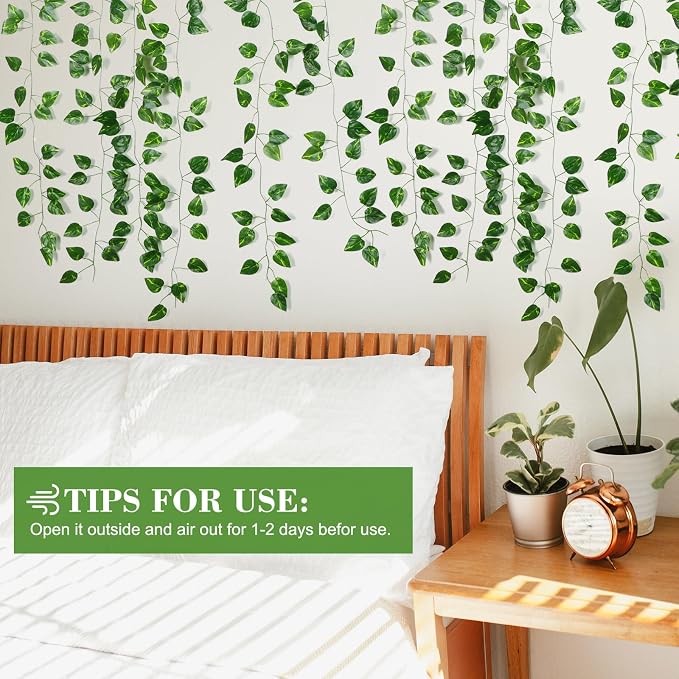 200 Pcs 1444ft Fake Vines Bulk Artificial Ivy Garland Greenery | Hanging Ivy Vines Leaves for VBS Jungle Themed Wedding Garden Wall Decorations - Image 4