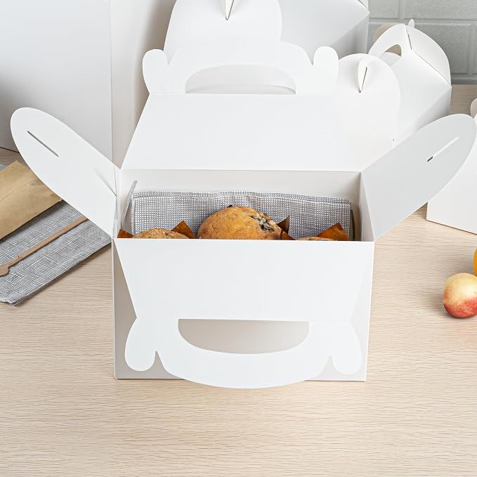 Restaurantware Gable Boxes 25 Count 8.5 x 4.75 x 5.5 Inches Paper Gift Boxes With Handles Greaseproof Kraft Favor Boxes White For Party And Wedding - Image 13