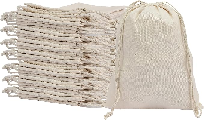 6x10 inches Natural Cotton Double Drawstring Reusable Produce Muslin Bags – Multipurpose Drawstring Storage Pouch for Everyday Use (Pack Of 100) by Unknown