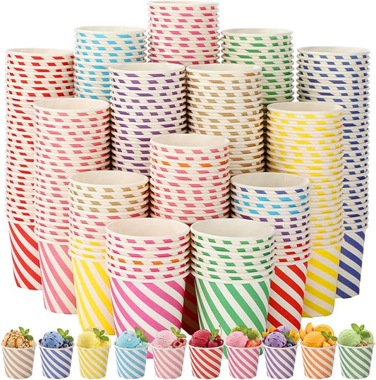 Zeyune 500 Pcs Paper Ice Cream Cups, 5 Oz Disposable Dessert Sundae Bowls Frozen Yogurt Twill Snack Soup Hot Cold Food Paper Cups for New Year, Birthday, Wedding, Baby Shower, Party Supplies by Zeyune