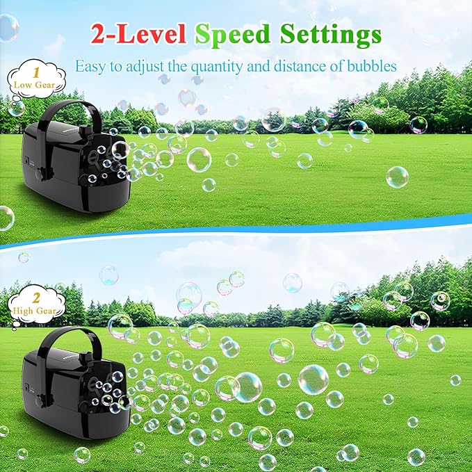 Bubble Machine, 3-in-1 Bubble Maker, Bubble Blower with 3 Bubble Wheels, Make Small | Medium | Big Bubbles for Kids Toddlers, Bubble Toys for Indoor Outdoor Birthday Party (Black)