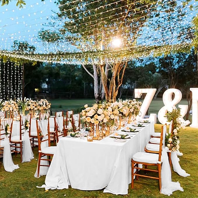 4 Pack White Tablecloths for 8ft Tables-90 x 156 Inch | Polyester Table Cover, Stain and Wrinkle Resistant Washable Fabric Table Cloth, Perfect for Wedding Banquet Parties - Image 5
