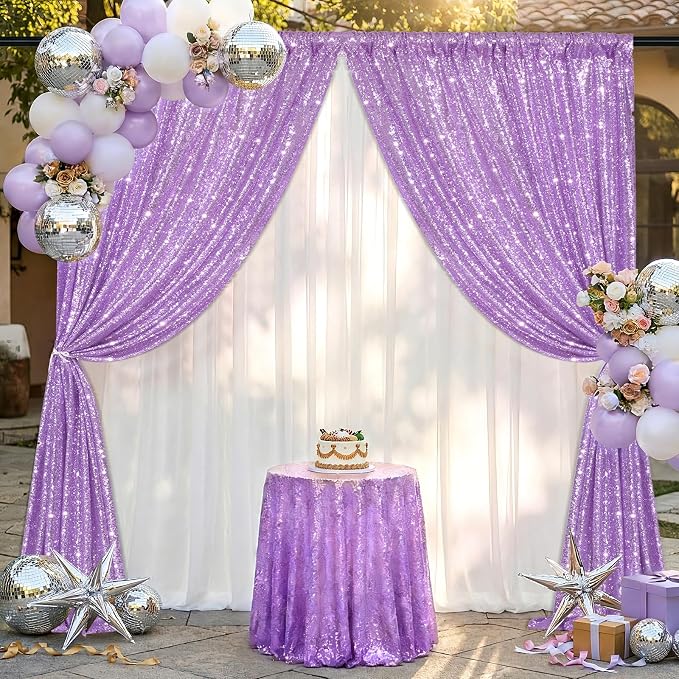 Baby Blue Sequin Backdrop Curtains-2 Panels 3FTx8FT Light Blue Backdrop for Wedding, Glitter Party Decorations Background Drapes for Birthday Party Anniversary Graduation Photo Booth Decor - Image 4