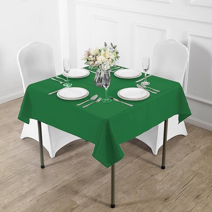 Fokitut 2 Pack Waterproof Square Tablecloth, 70x70 Inch, Stain Resistant and Wrinkle Polyester Table Cloth, Fabric Table Cover for Kitchen Dining, Wedding, Party, Holiday Dinner-Emerald - Image 5