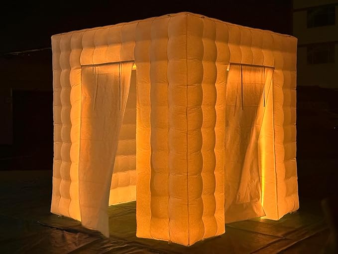 SAYOK Portable Inflatable Photo Booth Enclosure (White, Two Door, 8.2x8.2x8.2ft) Inflatable Photo Booth with Air Blower and Remote Controller Booth Tent Backdrop for Wedding, Event, Anniversary, Party