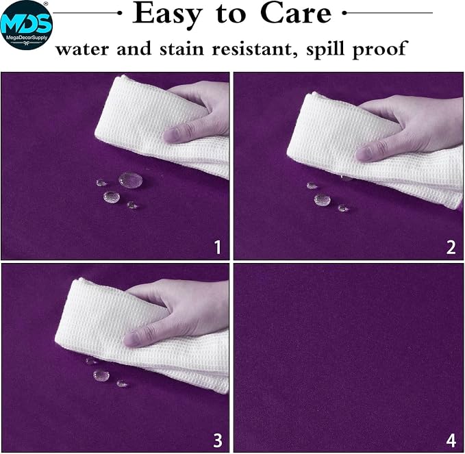 MDS Pack of 5 Rectangle Tablecloth 60 x 60 Inch Polyester Wrinkle Resistant Washable Polyester Table Cloth for Kitchen Dining Buffet Parties, Picnic, Events, Weddings and Restaurants - Purple - Image 3