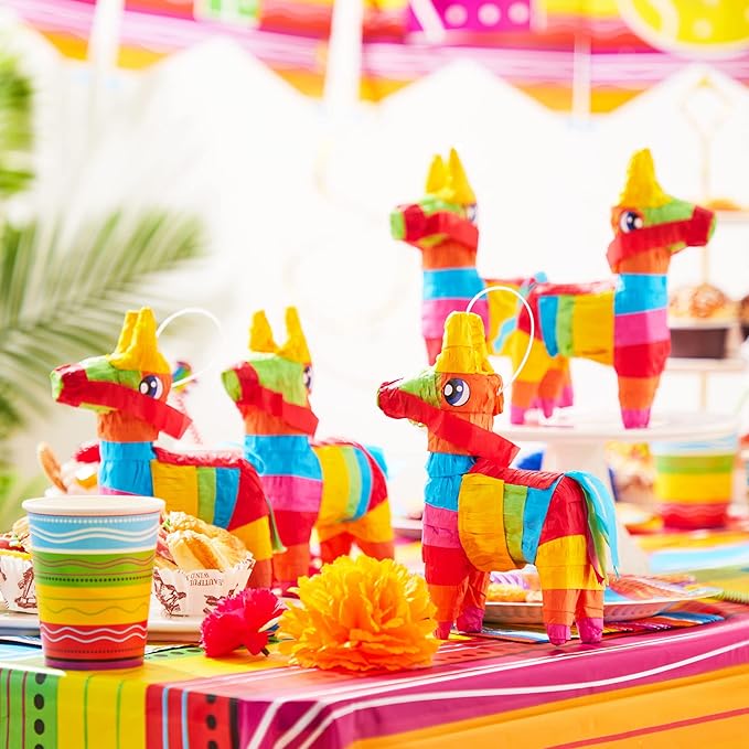 Cinco De Mayo 8 pcs Mini Donkey Pinatas 5.7"x7.5" Rainbow Color for Fun Fiesta Taco Party Supplies, Luau Event Photo Props, Mexican Theme Decoration, Carnivals Festivals, Taco Tuesday Event