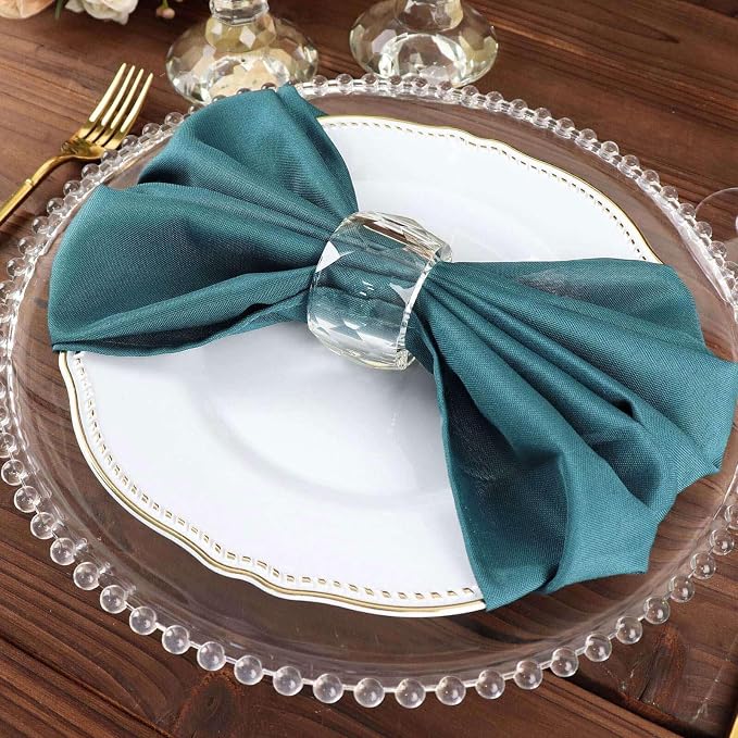Efavormart Premium Cloth Napkins Set of 10, 20x20 Inch Peacock Teal Green Seamless Dinner Napkins, Washable Linen Table Napkin Cloth with Hemmed Edges for Weddings, Party and Banquet - Image 6