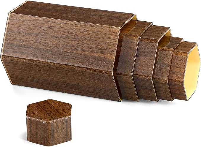Jetec 12 Pcs Hexagonal Jewelry Display Risers Acrylic Stands,Brown | 6 Size, Hexagonal Market Display Risers, Acrylic Showcase for Jewelry, Model, Figures Organize Decoration, Table Stand - Image 2