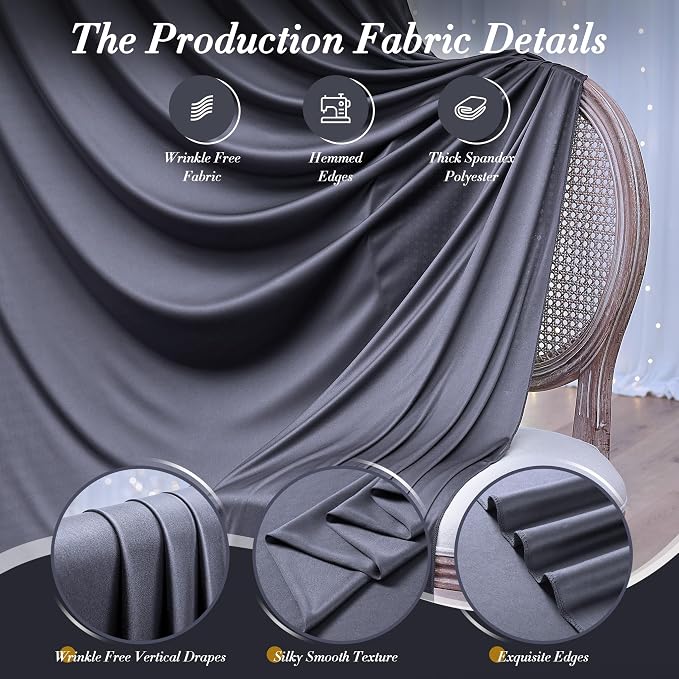 20 ft x 10 ft Wrinkle Free Charcoal Backdrop Curtain for Parties, Dark Grey Polyester Photo Backdrop Drapes for Baby Shower Wedding Engagement Birthday Party Backdrop Stand,5ft x 10ft 4 Panels - Image 6