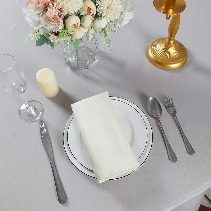 Cloth Napkins 17x17 inch Washable Polyester Dinner Napkins Soft Table Napkins for Wedding Party Dining Banquet(Ivory,50PCS) - Image 7