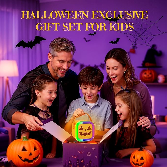 Mini Karaoke Machine for Kids, Halloween Party Supplies & 2025 TOP Toy Gifts Ideas for Girls Boys Ages 4-12, Portable MP3 Player with 2 Wireless Mics for Birthday Christmas Singing Games（Pumpkin）