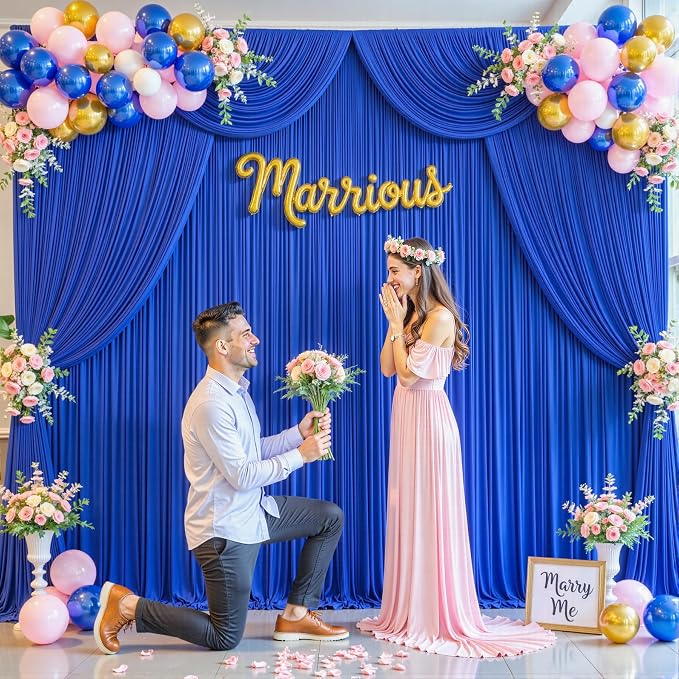 10ft x 7ft Royal Blue Backdrop Curtain for Parties Blue Wrinkle Free Backdrop Drapes Panels for Baby Shower Birthday Party Wedding Photo Photography Polyester Fabric Background Decoration - Image 2
