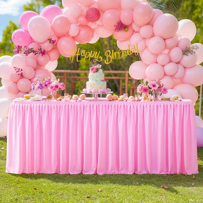 Wish Care 6 Pack Pink Rectangle Table Clothes for 8 Foot Tables, Polyester Fitted Tablecloths 8ft Stretch Table Cover for Wedding, Birthday, Parties, Trade Show, Craft Show - Image 5