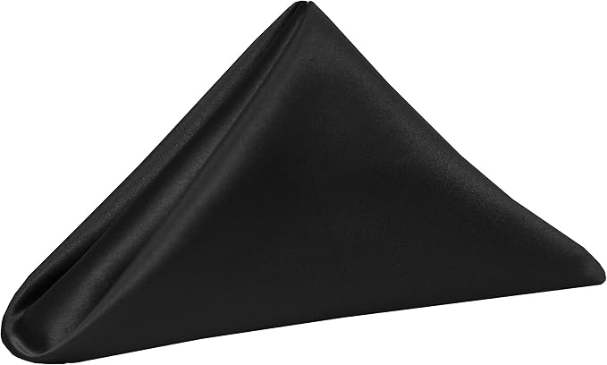 Ultimate Textile 17x17-Inch Square Satin Cloth Napkins, Black, Set of 60 by UltimateTextile