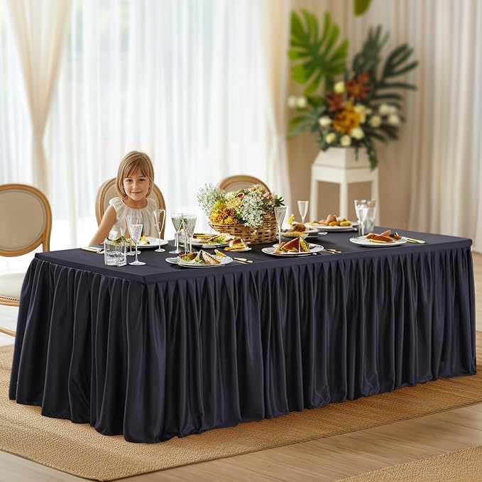 Wish Care 6 Pack Black Rectangle Table Clothes for 8 Foot Tables, Polyester Fitted Tablecloths 8ft Stretch Table Cover for Wedding, Birthday, Parties, Trade Show, Craft Show - Image 7