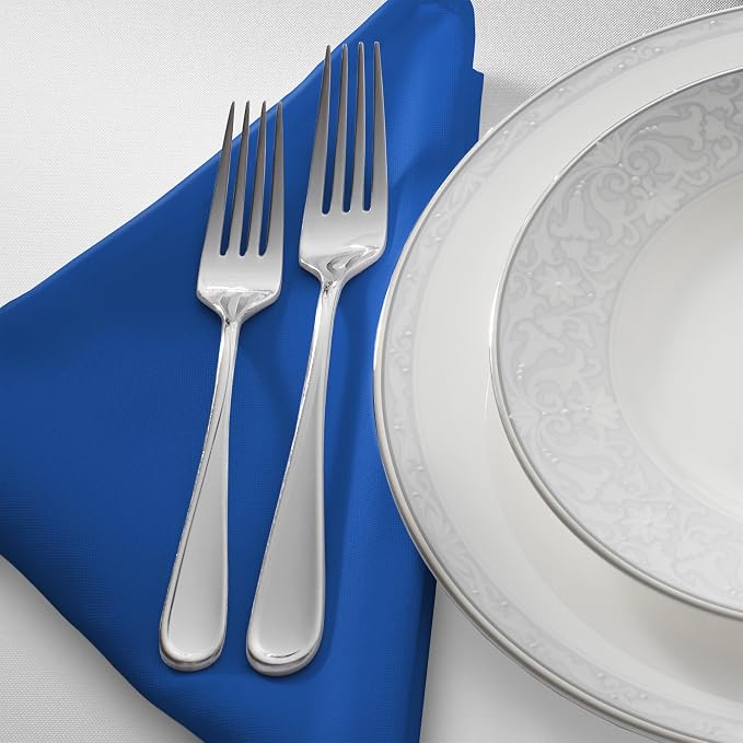 Lann's Linens Set of 12 Cloth Dinner Napkins, 17-inch Polyester Napkins, Washable and Reusable Fabric for Weddings, Hotels, Restaurants - Royal Blue - Image 2