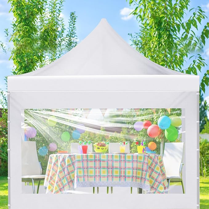 3 Pcs Clear Canopy Sidewalls with Black Storage Bag Window Sidewall for 10 x 10 Inch Tent Waterproof Shade Wall, Sunwalls Only, Canopy Tent Not Included, No Zipper(White)