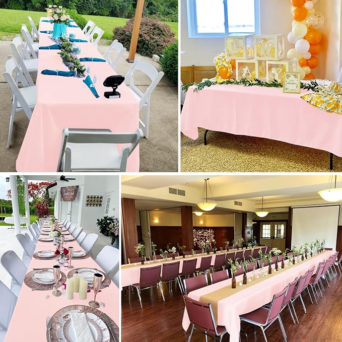 YMHPRIDE 6 Pack Pink Polyester Tablecloths, 60 x 102 inch, Rectangular, Wrinkle Resistant, for 6FT Tables, Parties, Weddings, Banquets, Indoor/Outdoor Use - Image 6