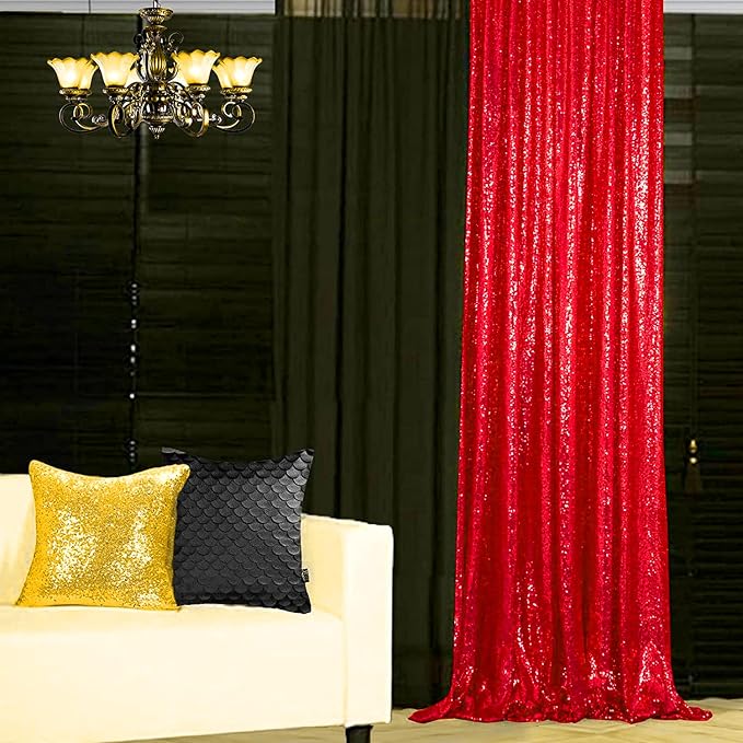 Red Sequin Backdrop Curtains 4 Panels 2FTx8FT - Image 8