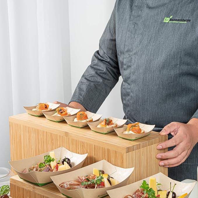 Restaurantware Paper Food Boat 400 Pack 4 oz Leak-Resistant Disposable Boat Tray Appetizer Serving Tray Durable Kraft Ideal For Rustic Food Presentation - Image 5
