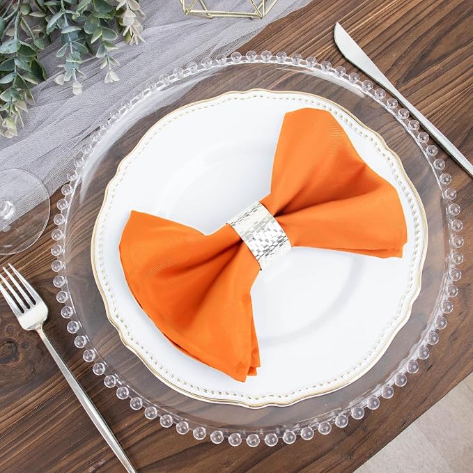 Efavormart Premium Cloth Napkins Set of 10, 17x17 Inch Orange Seamless Dinner Napkins, Washable Linen Table Napkin Cloth with Hemmed Edges for Weddings, Party and Banquet - Image 2