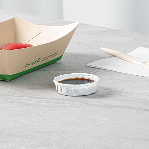 Restaurantware-Sustain 1 Ounce Portion Cups, 2000 Disposable Condiment Cups - Compostable, Versatile, White Paper Sample Food Cups, Stylish, For Serving Dips, Jams, Sauces, Nuts, And More - Image 4