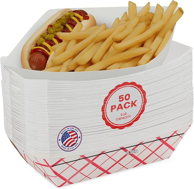 MT Products Plaid Lunch Food Tray 5 lb. - Disposable Paper Food Tray - Pack of 50 by MTProducts