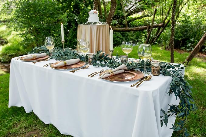 LTC LINENS 10-Pack White Rectangular Tablecloths 90 in x 132 in with Rounded Corners - Ideal for 6 ft Tables with Floor-Length Drop - Bulk Polyester Fabric Cloth Table Covers for Wedding, Party - Image 7