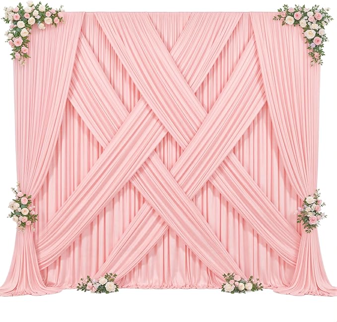 10ft x 7ft Blush Pink Backdrop Curtain for Parties Pink Wrinkle Free Backdrop Drapes Panels for Baby Shower Wedding Birthday Photo Gender Reveal Photography Polyester Fabric Background Decoration - Image 9