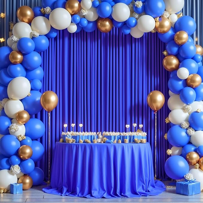 Royal Blue Backdrop Curtains 24 x 10 ft for Photo Background Wrinkle-Free | Soft Polyester Fabric,Natural Drape,Top Rod Pocket,Washable & Reusable,For Wedding Birthday Party Decor,4ft x 10ft 6 Panels - Image 9