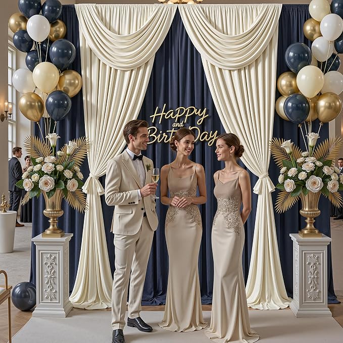 10x10ft Navy Blue Backdrop Curtains for Parties, 2 Panels 5x10ft Wrinkle-Free Polyester Background Curtains for Wedding, Birthday, Baby Shower,Graduation, Decorations - Image 7