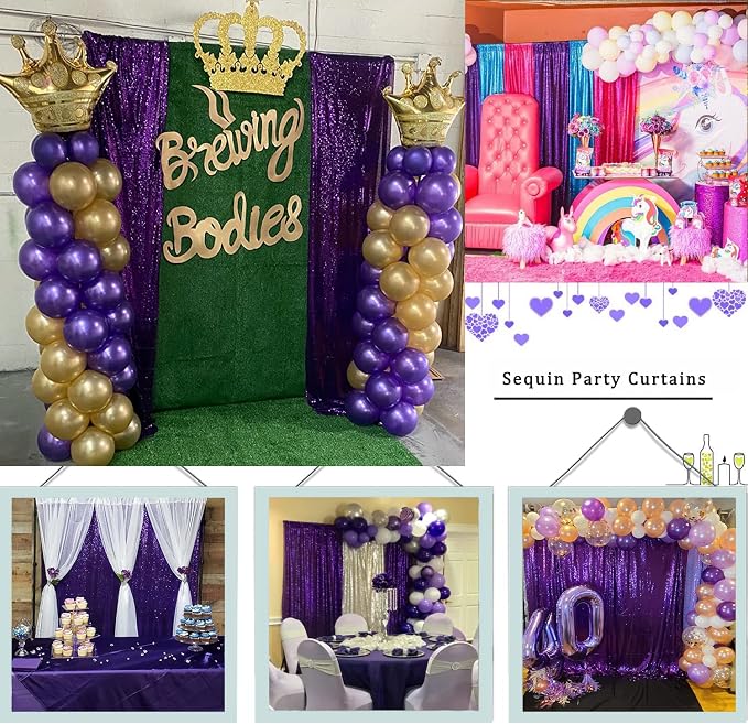 Purple Sequin Backdrop Curtains 2FTx8FT 2 Panels - Image 3