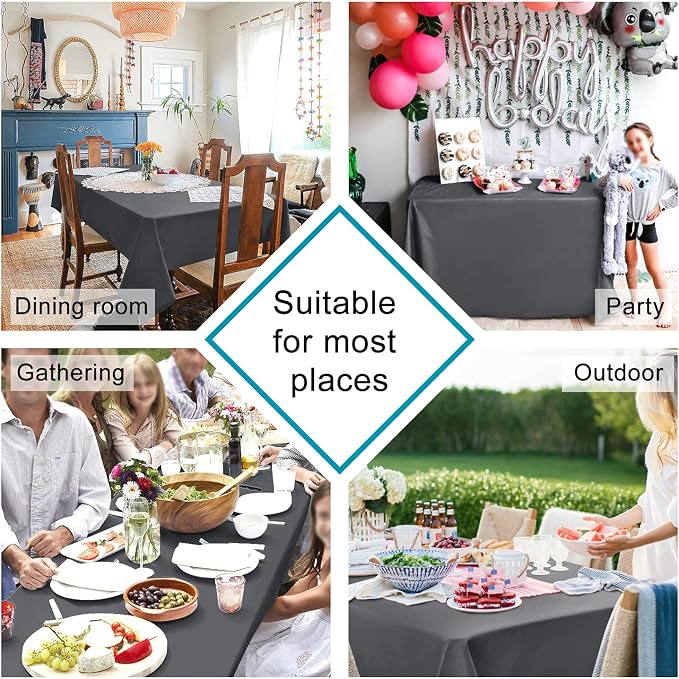 Hiasan 2 Pieces Square Tablecloth, 40 x 40 Inch, Grey | Waterproof, Spillproof, Washable Polyester Table Cloth for Dining Room/Party/Wedding/Restaurant/Outdoor Picnic - Image 2