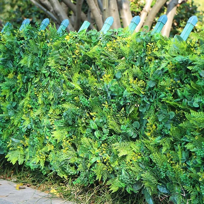 ULAND 12Pcs 20 x 20 Inches Artificial Boxwood Hedge Panels, Grass Privacy Greenery Fence Wall Panels Cover Backdrop(A047-12) - Image 8