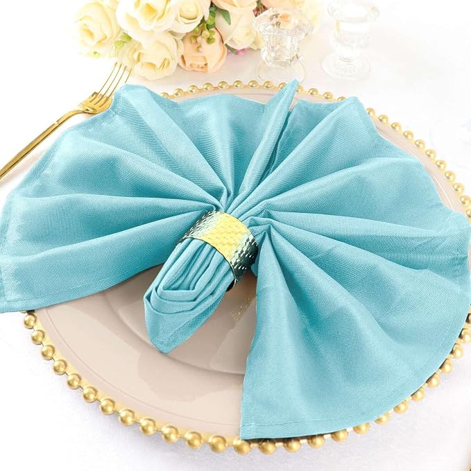 Efavormart Premium Cloth Napkins Set of 50, 20x20 Inch Light Blue Seamless Dinner Napkins, Washable Linen Table Napkin Cloth with Hemmed Edges for Weddings, Party and Banquet - Image 5