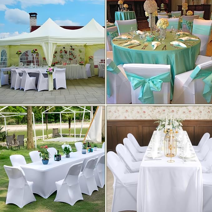 White Folding Chair Covers 1PCS Spandex Stretch Slipcovers | Universal Fitted Chair Cover Protector,Stretch Chair Covers for Wedding,Party, Banquet, Holidays, Celebration - Image 6