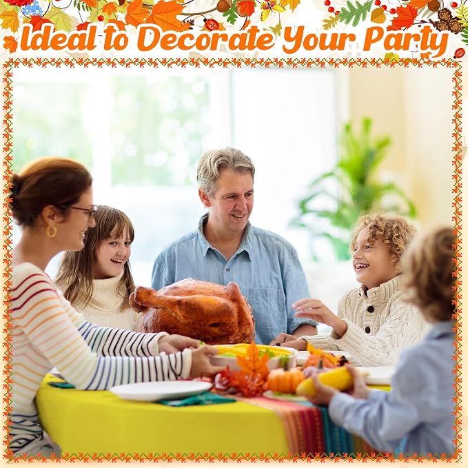 Patelai 24 Pcs Fall Plastic Round Tablecloth Disposable Autumn Table Cover 84 Inch Plastic Circular Tablecloths for Thanksgiving Day Harvest Birthday Party Decoration (Orange,Yellow,Brown) - Image 6