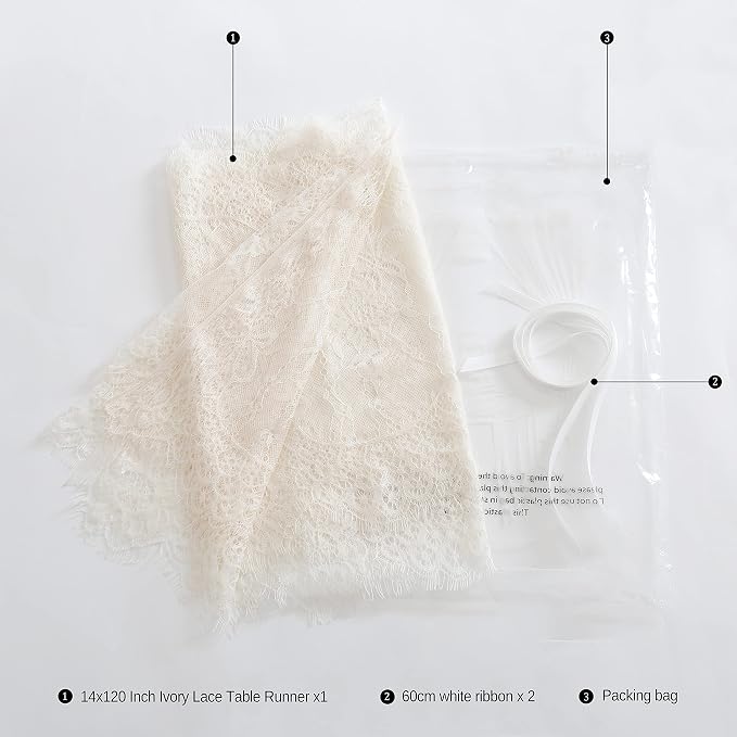 Lace Table Runners Farmhouse Chic Runner 14x120 Inch Rustic Wedding Ivory - Image 5